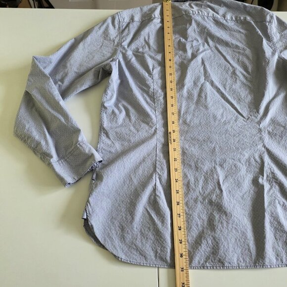 John Varvatos Shirt Mens L Gray Birds Eye LS Button Roll Up Tab Casual Preppy - Picture 7 of 16